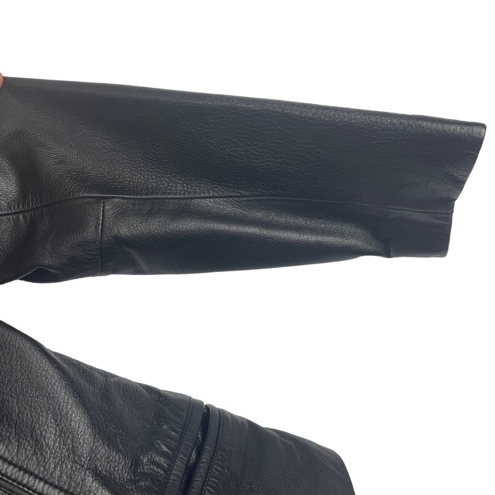 COLEBROOK & COMPANY 90S BLACK LEATHER XS PETITE ZIP UP JACKET - Picture 12 of 13